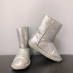 Silver Sparkly Bearpaw Boots